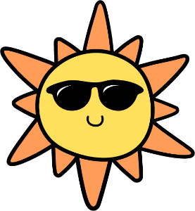 Illustration of a smiling sun with sunglasses